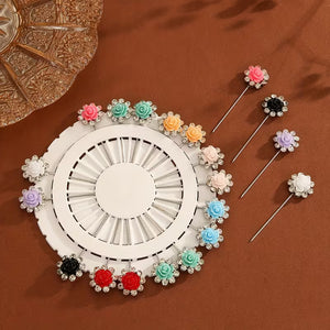 Rose Crystal Hijab Pins Set Mubaraka Hijab