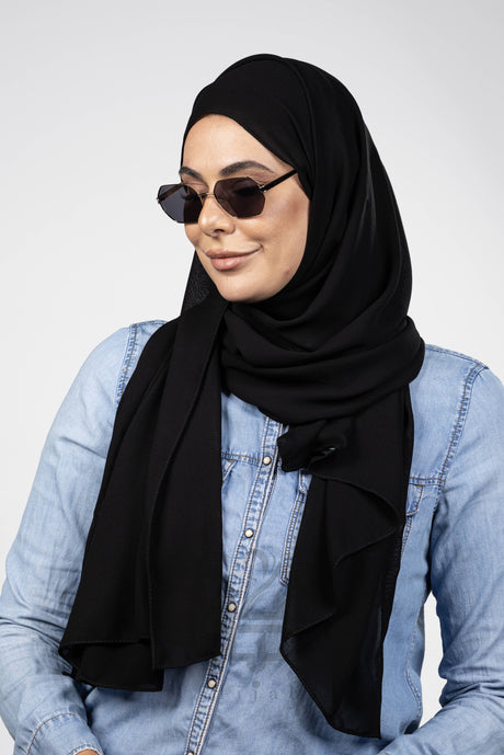 Chiffon Tabbi Black Mubaraka Hijab